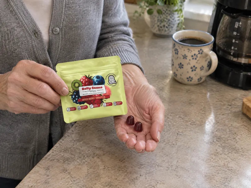 Chew two berry gummies before your first meal of the day