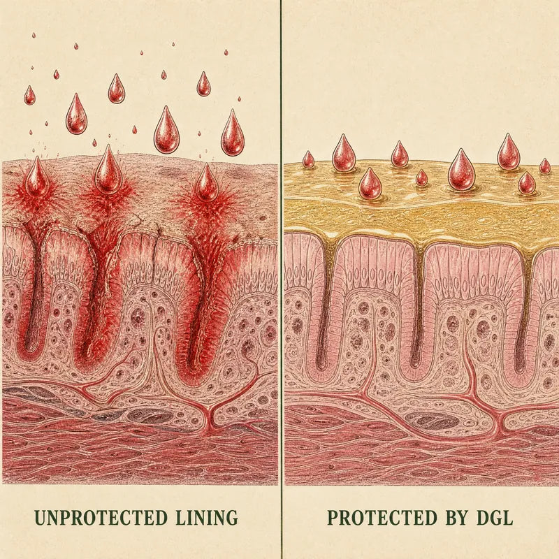 Illustration of acid burning an unprotected lining next to the same lining protected by a DGL layer