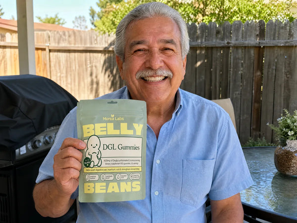Belly Beans customer holding the pouch