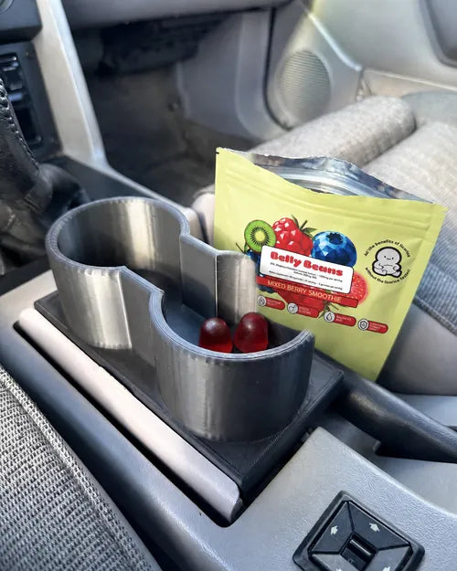 Gummies in a car cup holder