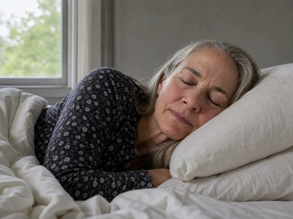 Woman asleep on her side in bed
