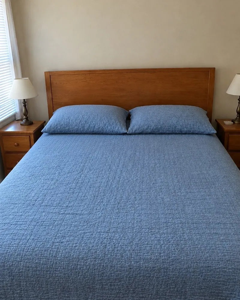 Both sides of the bed made up with one pillow each
