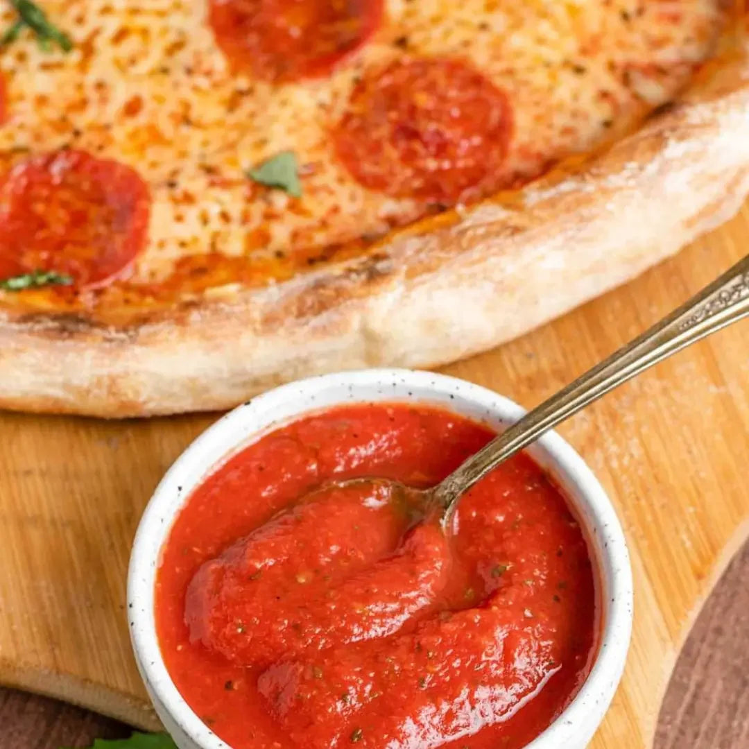Pizza and tomato sauce